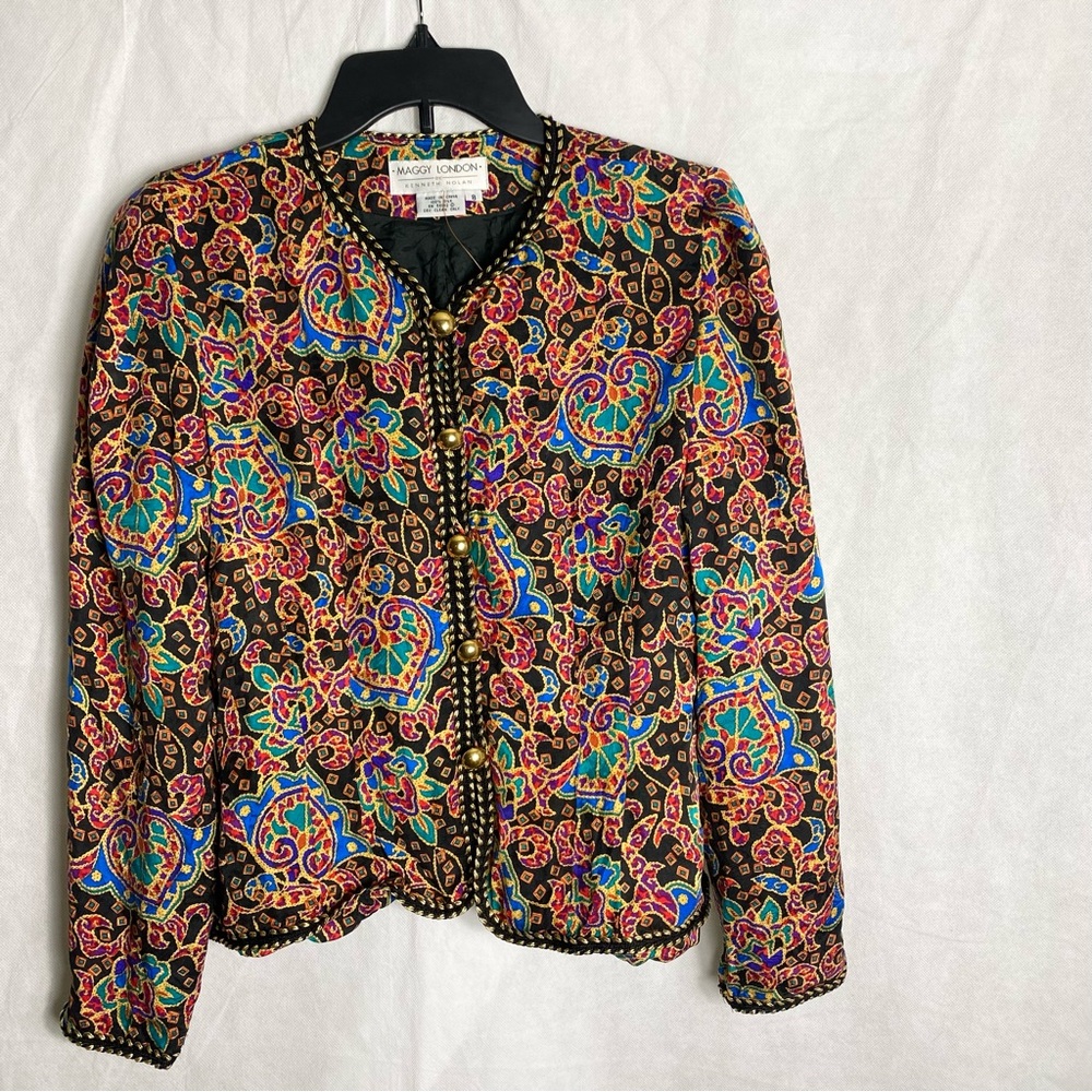 Vintage Maggy London by Kenneth Nolan Multicolored Paisley Blazer Jacket